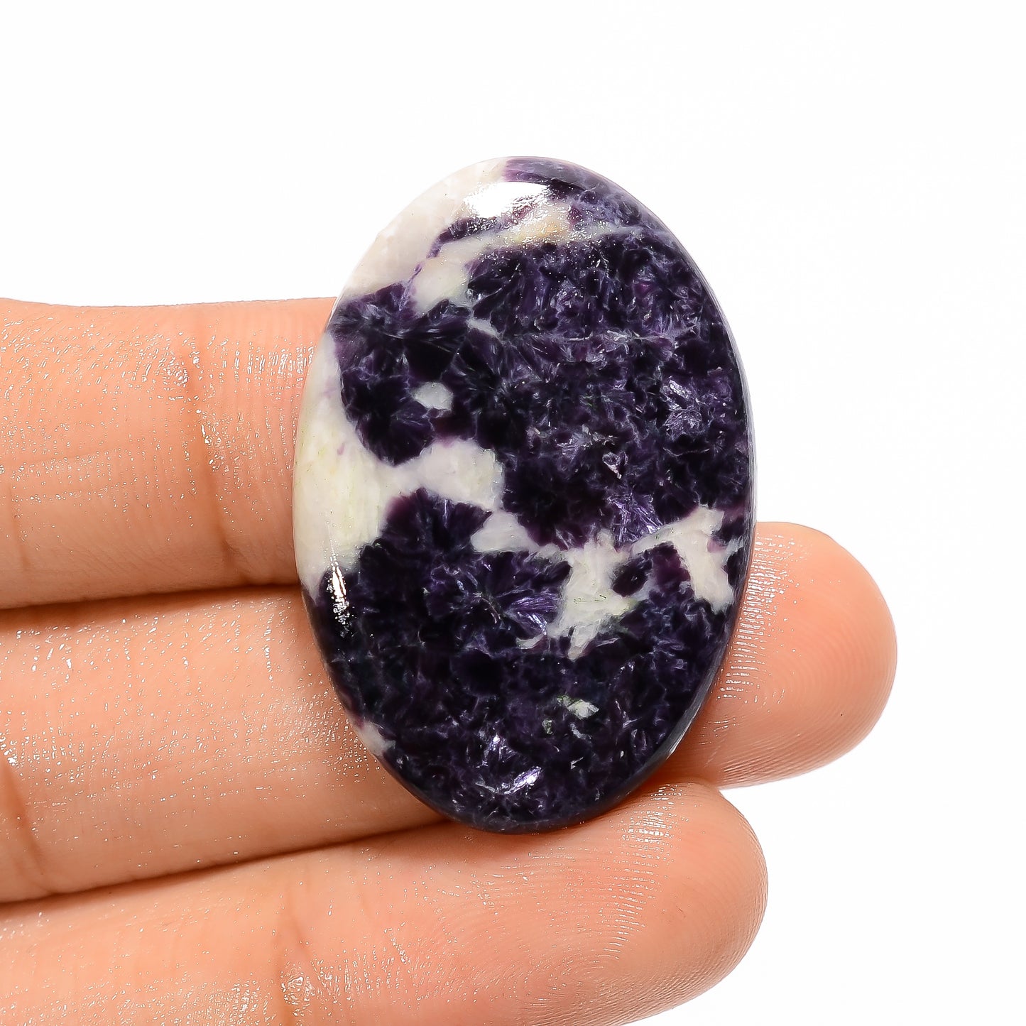 Excellent Top Grade Quality 100% Natural Purple Lepidolite Oval Shape Cabochon Loose Gemstone For Making Jewelry 40.5 Ct. 35X24X5 mm V-3064