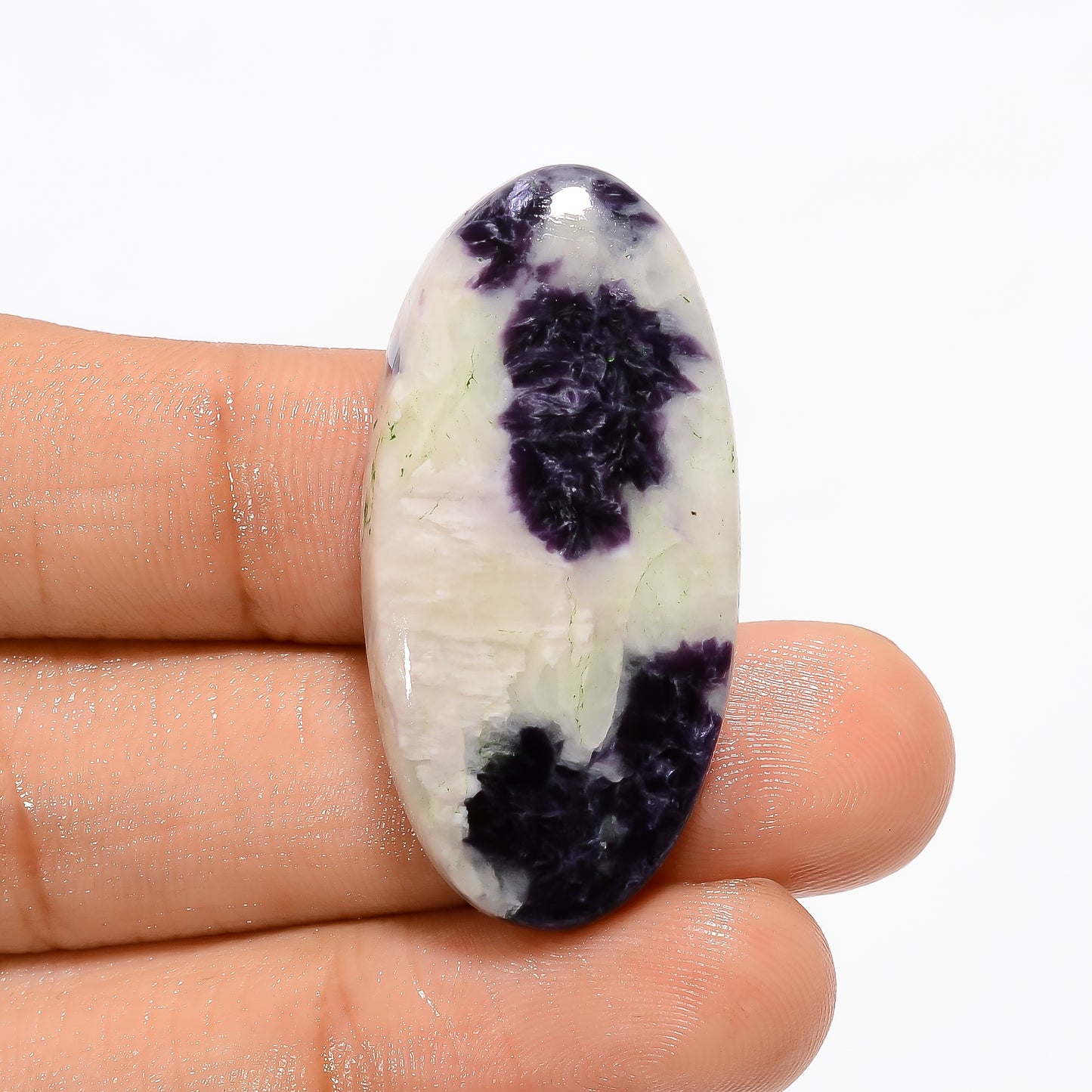 Fabulous Top Grade Quality 100% Natural Purple Lepidolite Oval Shape Cabochon Loose Gemstone For Making Jewelry 38.5 Ct. 38X18X6 mm V-3067