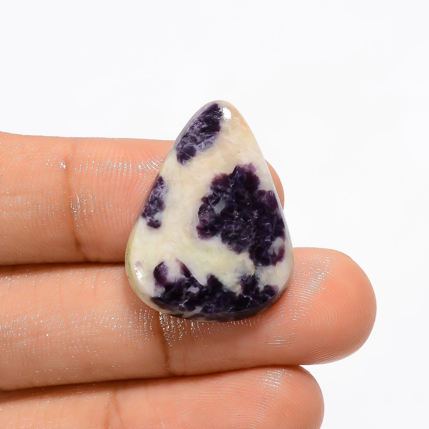 Gorgeous Top Grade Quality 100% Natural Purple Lepidolite Pear Shape Cabochon Loose Gemstone For Making Jewelry 18 Ct. 26X19X4 mm V-3069