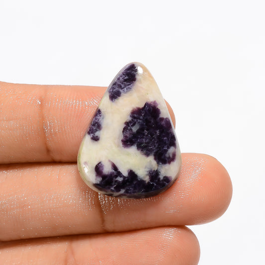 Gorgeous Top Grade Quality 100% Natural Purple Lepidolite Pear Shape Cabochon Loose Gemstone For Making Jewelry 18 Ct. 26X19X4 mm V-3069