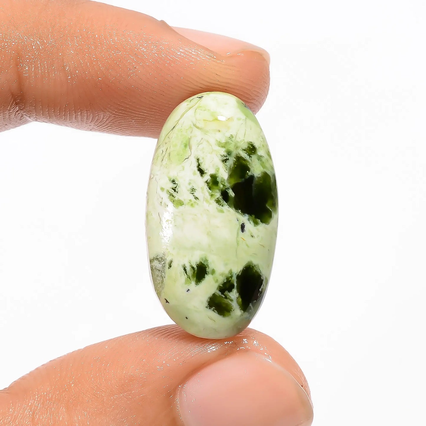 Dazzling Top Grade Quality 100% Natural Chrome Chalcedony Oval Shape Cabochon Loose Gemstone For Making Jewelry 12.5 Ct. 24X13X6 mm V-3088