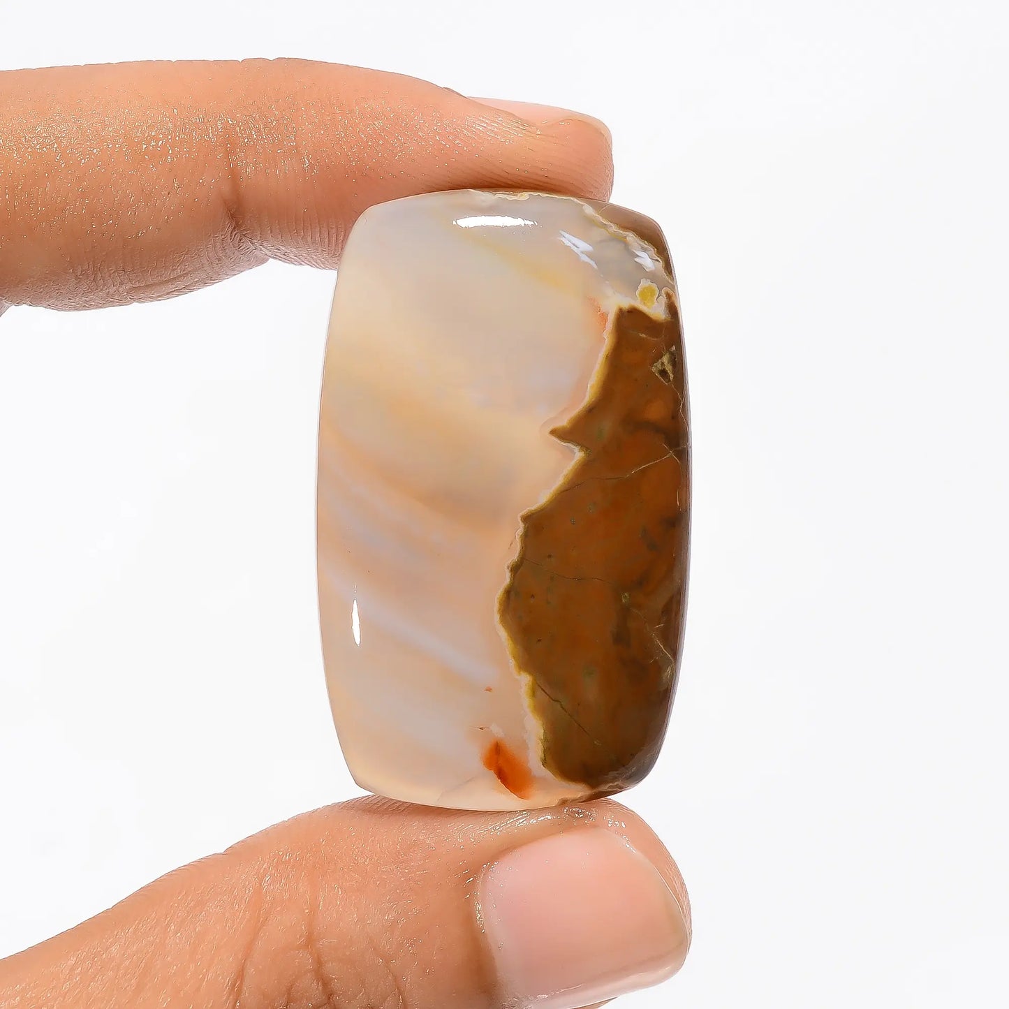 Marvellous Top Grade Quality 100% Natural Thunder Agate Radiant Shape Cabochon Loose Gemstone For Making Jewelry 55.5 Ct. 39X24X6 mm V-3096