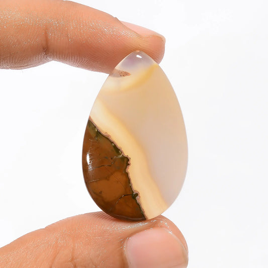 Mind Blowing Top Grade Quality 100% Natural Thunder Agate Pear Shape Cabochon Loose Gemstone For Making Jewelry 28.5 Ct. 35X22X5 mm V-3097