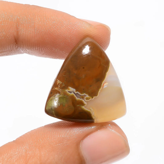 Outstanding Top Grade Quality 100% Natural Thunder Agate Trillion Shape Cabochon Loose Gemstone For Making Jewelry 21.5 Ct. 23X21X6 mm V-3098