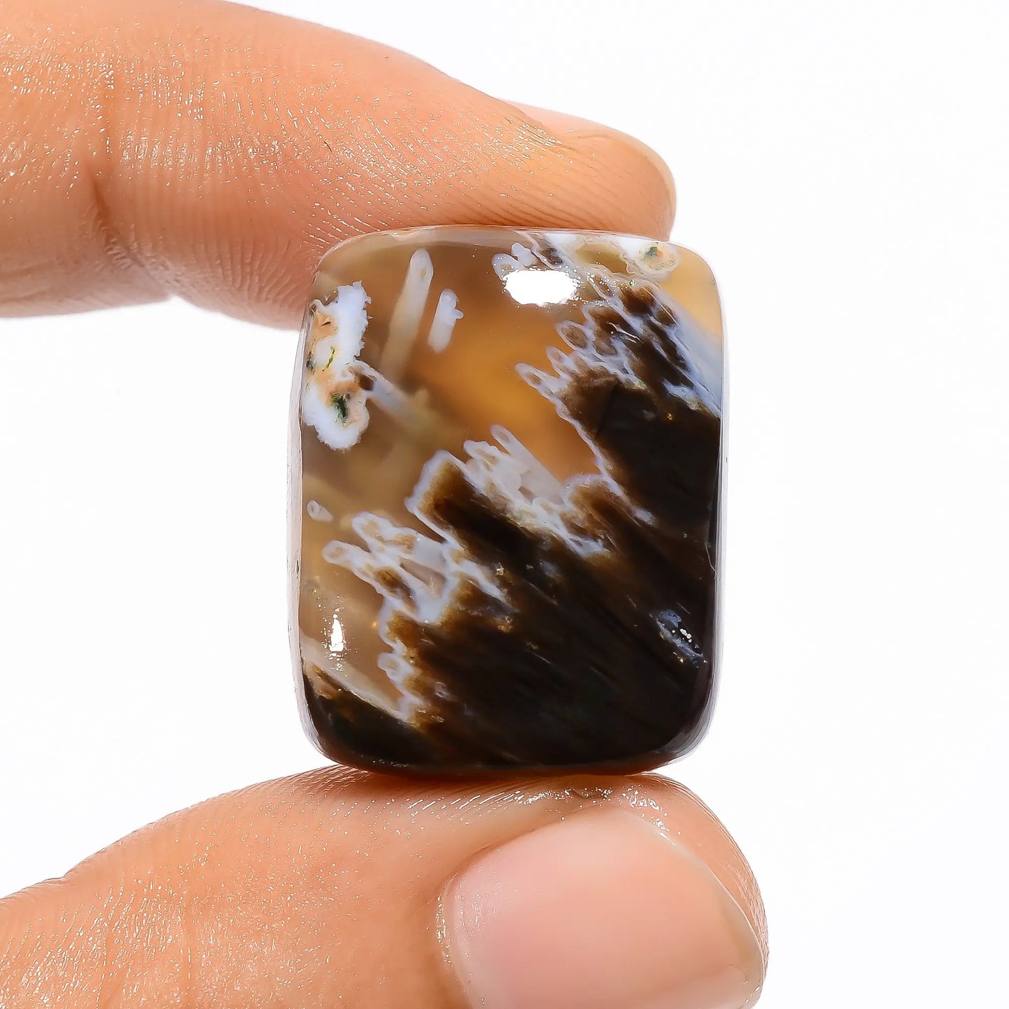 Marvellous Top Grade Quality 100% Natural Stick Agate Radiant Shape Cabochon Loose Gemstone For Making Jewelry 33 Ct. 23X18X7 mm V-3140