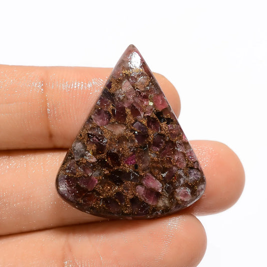 Unique Top Grade Quality Spiny Copper Tourmaline Pear Shape Cabochon Loose Gemstone For Making Jewelry 28.5 Ct 31X26X5mm V-3147