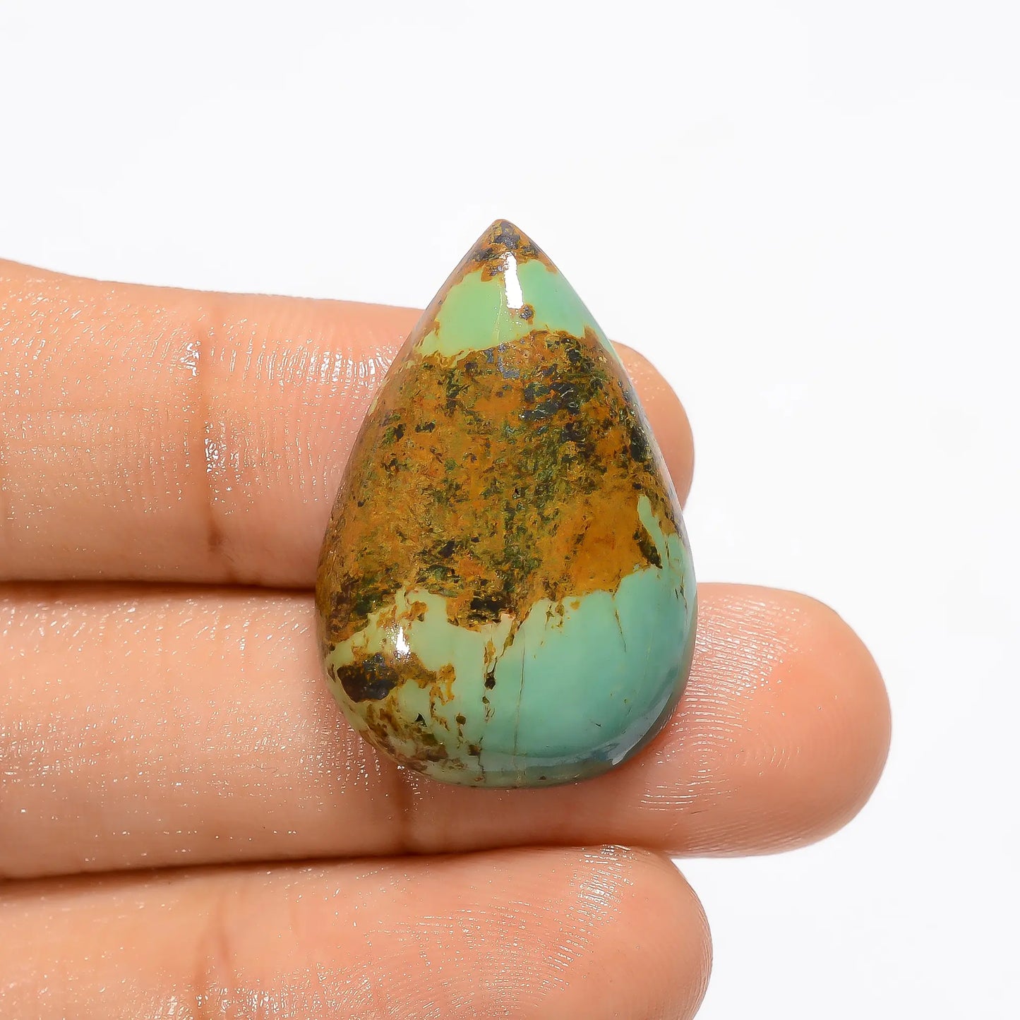 Marvellous Top Grade Quality 100% Natural Tyrone Turquoise Pear Shape Cabochon Loose Gemstone For Making Jewelry 23.5 Ct. 28X18X6 mm V-3162