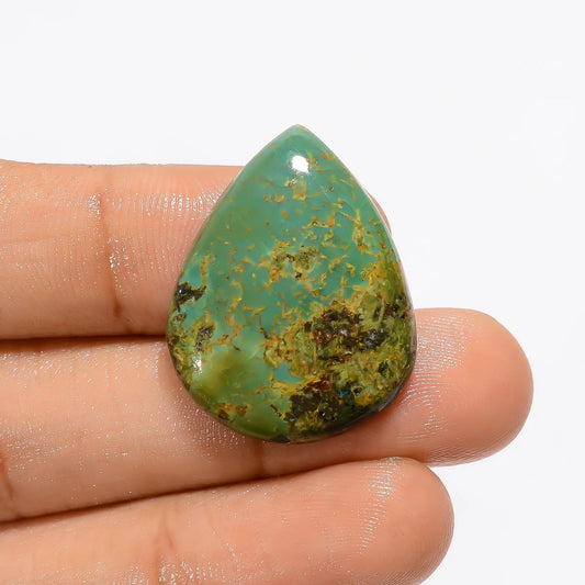 Mind Blowing Top Grade Quality 100% Natural Tyrone Turquoise Pear Shape Cabochon Loose Gemstone For Making Jewelry 17 Ct. 27X21X4 mm V-3163