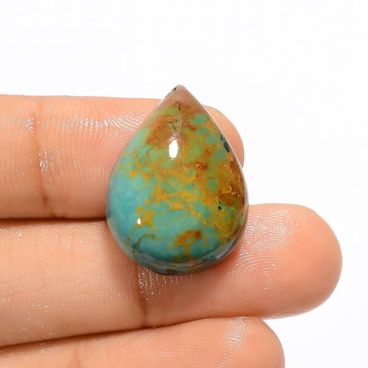 Outstanding Top Grade Quality 100% Natural Tyrone Turquoise Pear Shape Cabochon Loose Gemstone For Making Jewelry 17 Ct. 22X16X7 mm V-3164