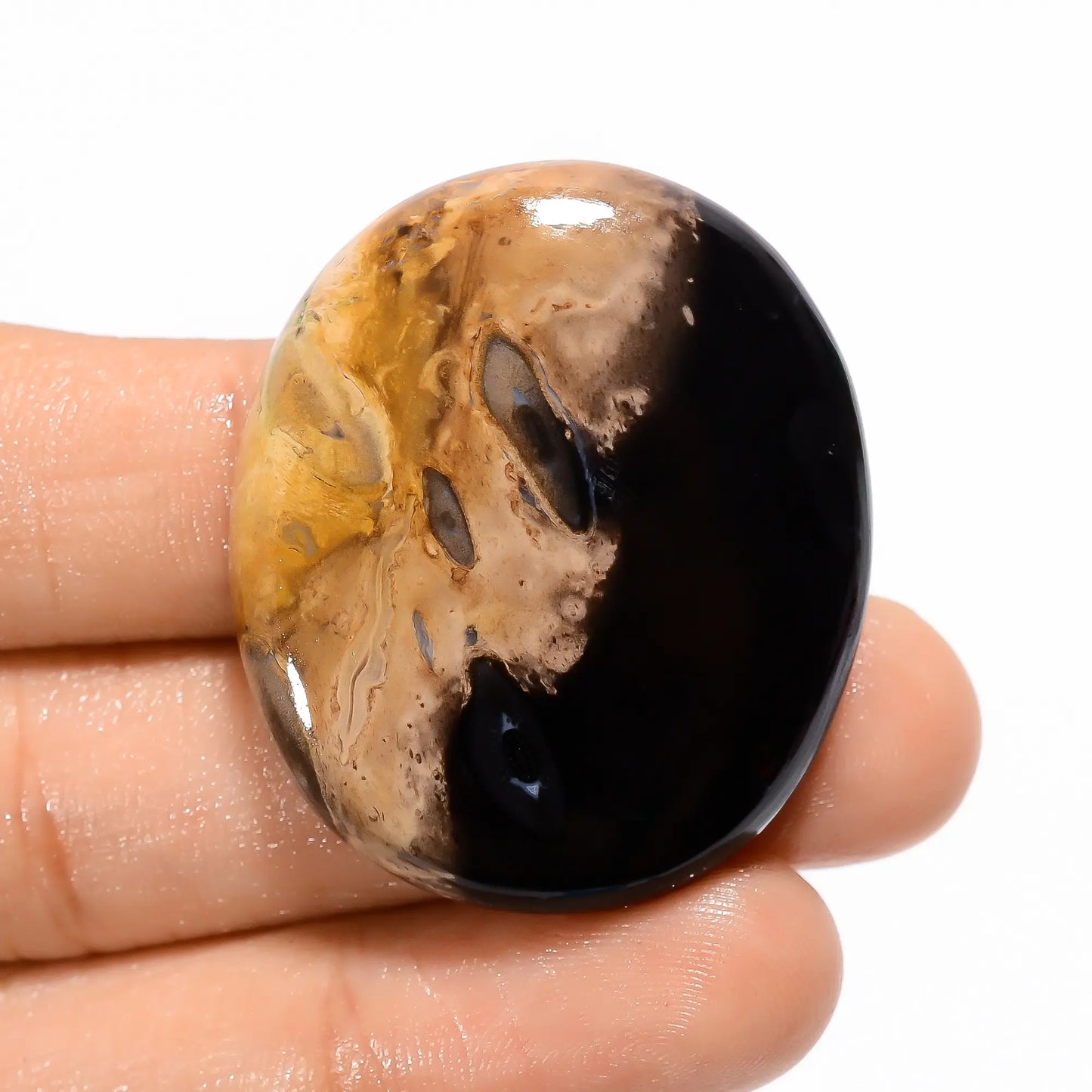 Unique Top Grade Quality 100% Natural Palm Root Agate Oval Shape Cabochon Loose Gemstone For Making Jewelry 63.5 Ct. 37X31X6 mm V-3171