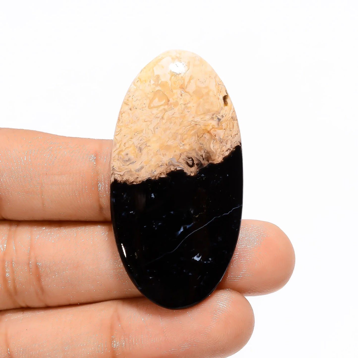 Dazzling Top Grade Quality 100% Natural Palm Root Agate Oval Shape Cabochon Loose Gemstone For Making Jewelry 38.5 Ct. 47X23X4 mm V-3178