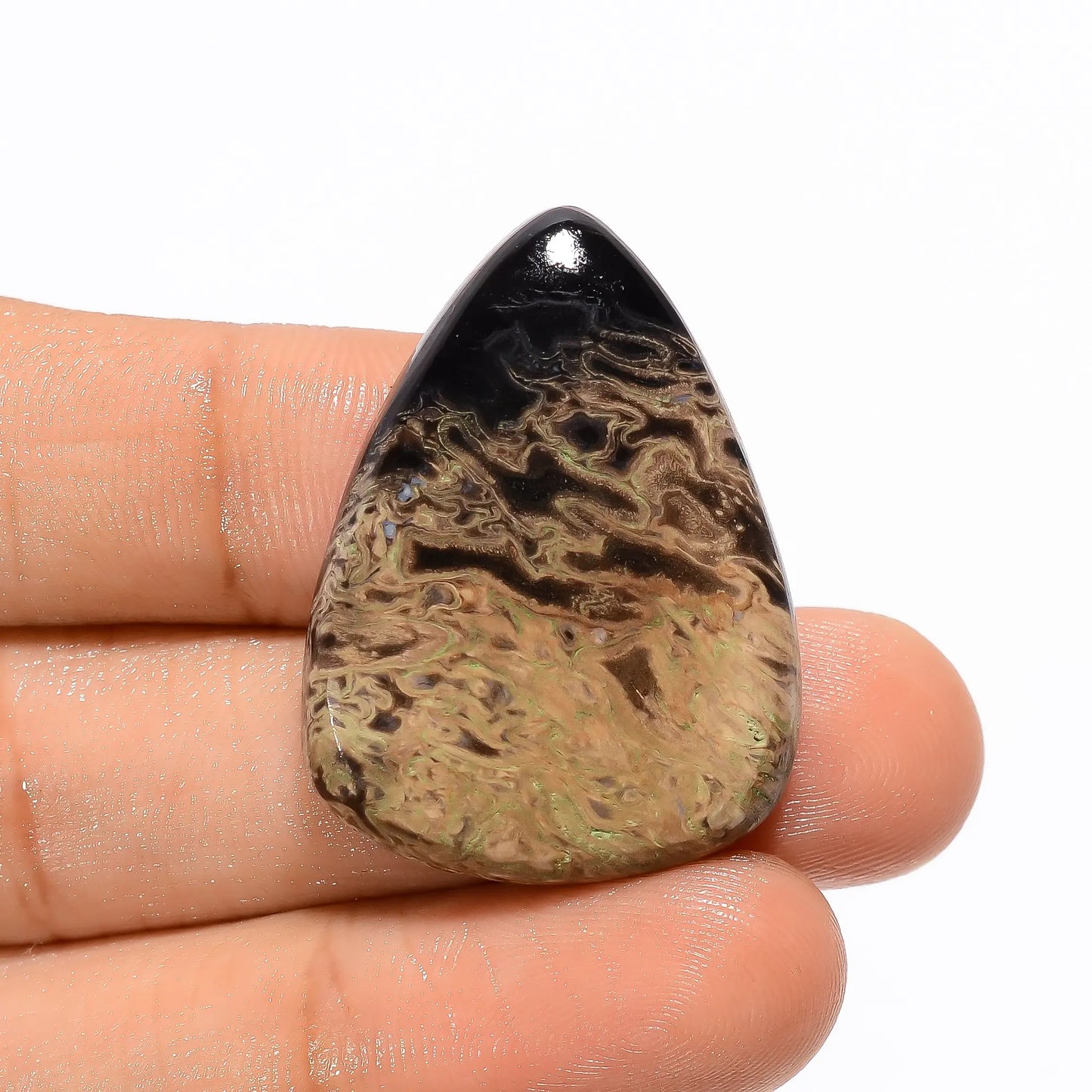 Exclusive Top Grade Quality 100% Natural Palm Root Agate Pear Shape Cabochon Loose Gemstone For Making Jewelry 29.5 Ct. 32X23X5 mm V-3180