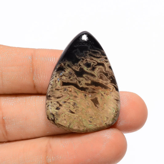 Palm Root Agate Pear Shape Cabochon Loose Gemstone Natural 29.5 Ct. 32X23X5 mm V-3180