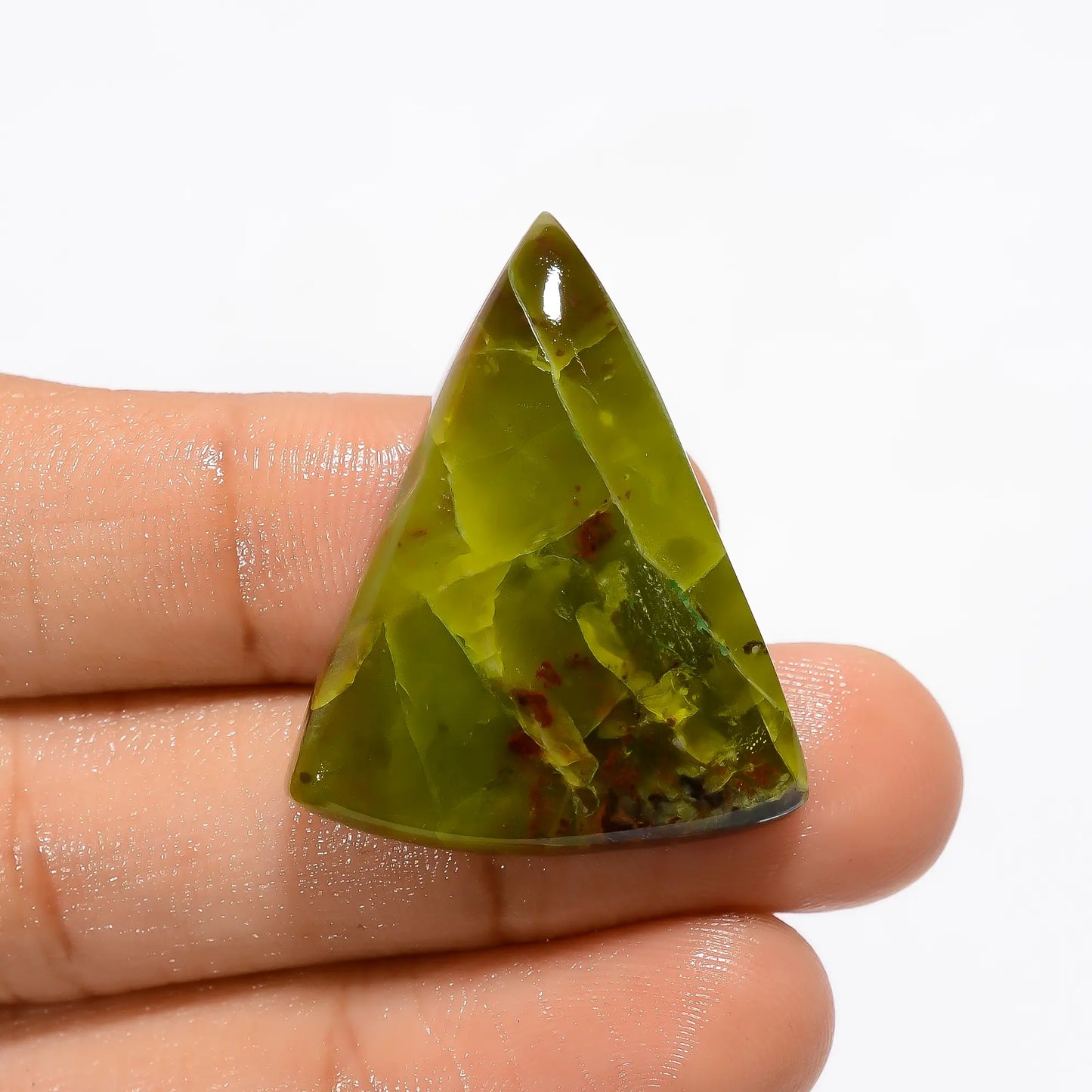 Outstanding Top Grade Quality 100% Natural Green Opal Triangle Shape Cabochon Loose Gemstone For Making Jewelry 29 Ct. 32X26X6 mm V-3188