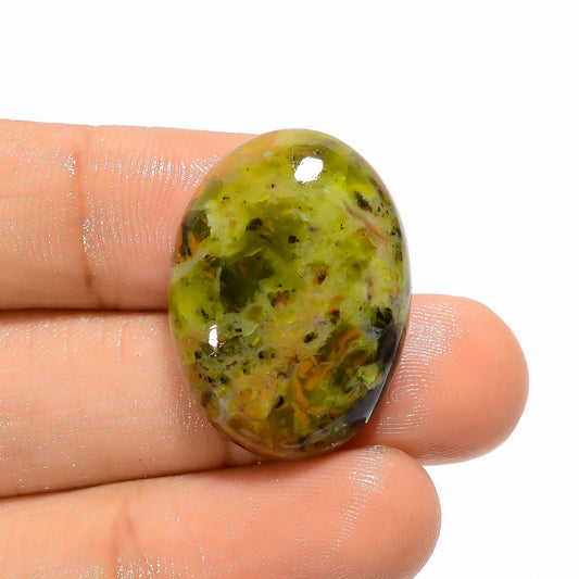 Splendid Top Grade Quality 100% Natural Green Opal Oval Shape Cabochon Loose Gemstone For Making Jewelry 23 Ct. 25X18X6 mm V-3189