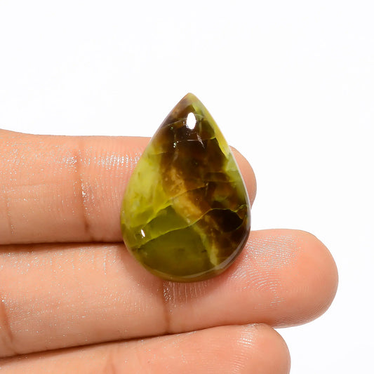 Terrific Top Grade Quality 100% Natural Green Opal Pear Shape Cabochon Loose Gemstone For Making Jewelry 15.5 Ct. 26X17X5 mm V-3194