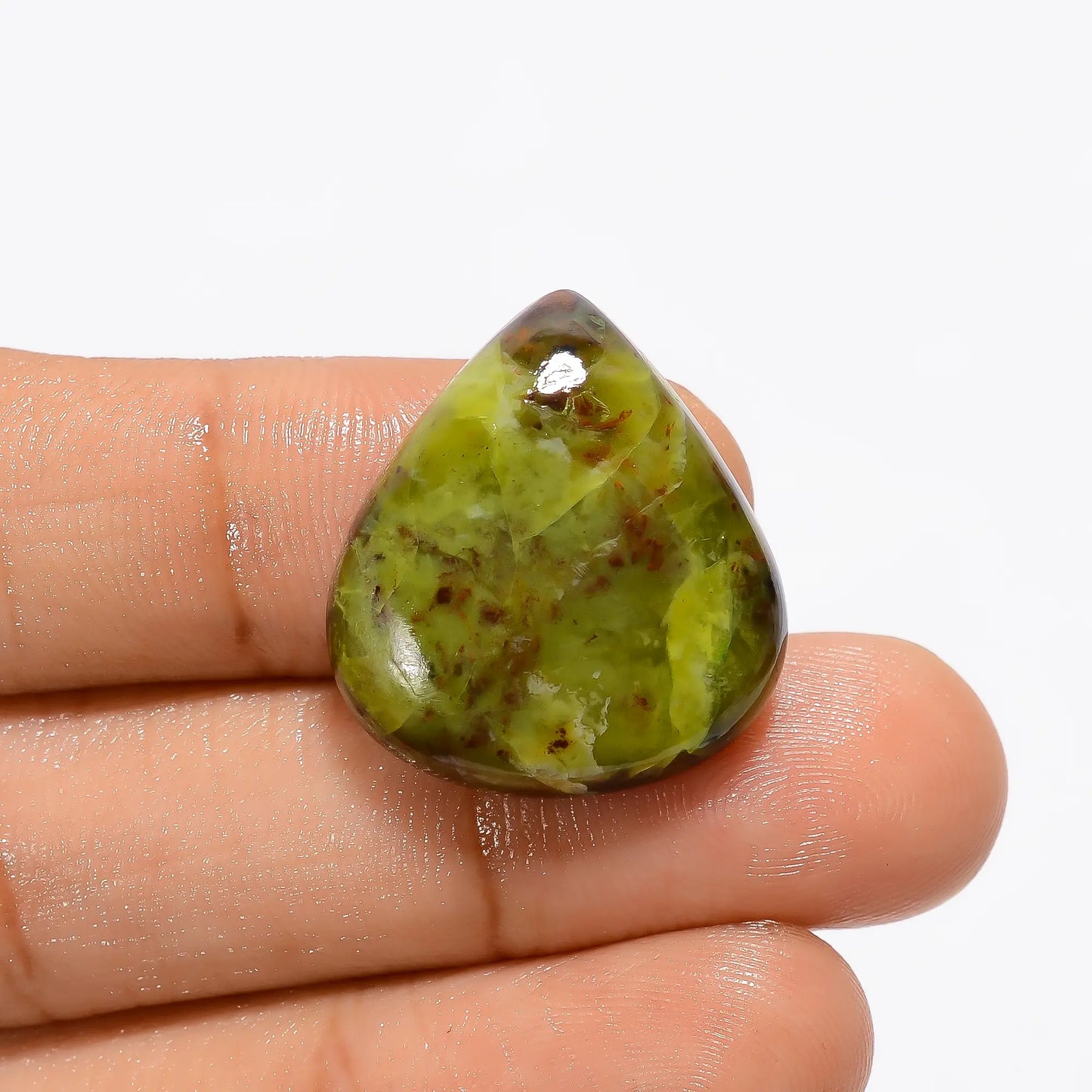 Unique Top Grade Quality 100% Natural Green Opal Pear Shape Cabochon Loose Gemstone For Making Jewelry 18.5 Ct. 23X20X6 mm V-3195