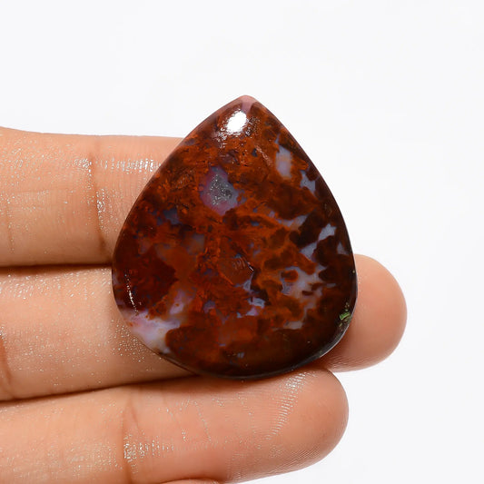 Terrific Top Grade Quality 100% Natural Seam Agate Jasper Pear Shape Cabochon Loose Gemstone For Making Jewelry 36.5 Ct. 32X27X4 mm V-3220