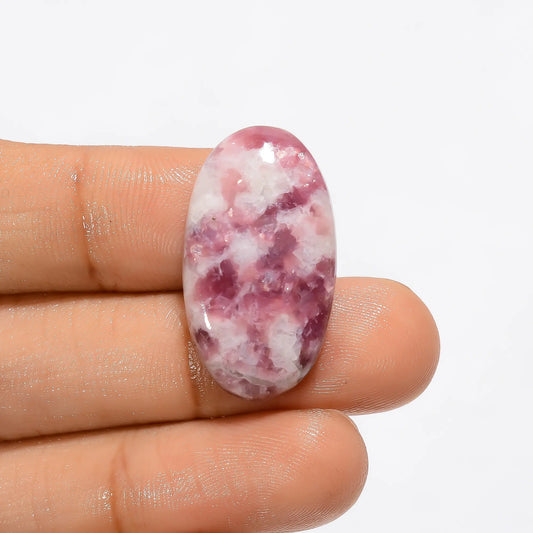 Incredible Top Grade Quality 100% Natural Pink Lepidolite Oval Shape Cabochon Loose Gemstone For Making Jewelry 19.5 Ct. 27X15X5 mm V-3236