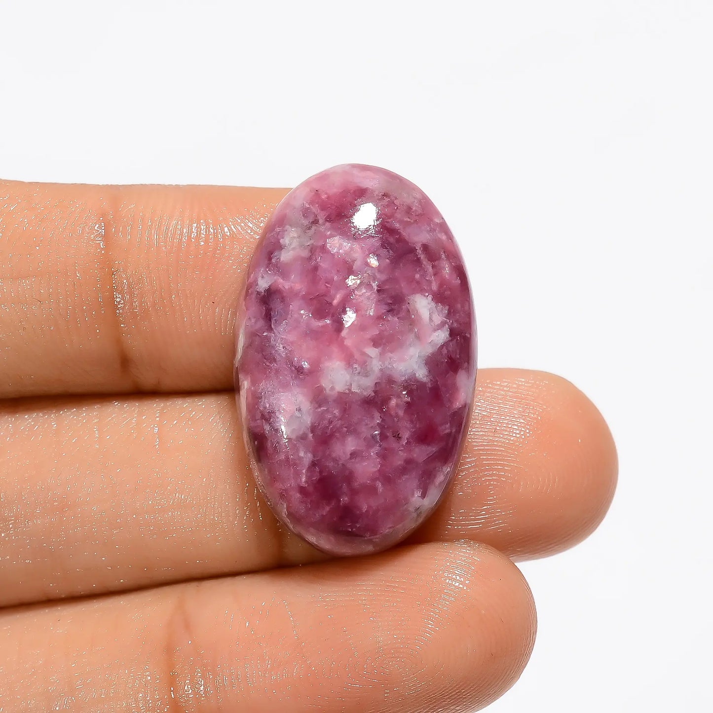 Supreme Top Grade Quality 100% Natural Pink Lepidolite Oval Shape Cabochon Loose Gemstone For Making Jewelry 29 Ct. 27X16X6 mm V-3243