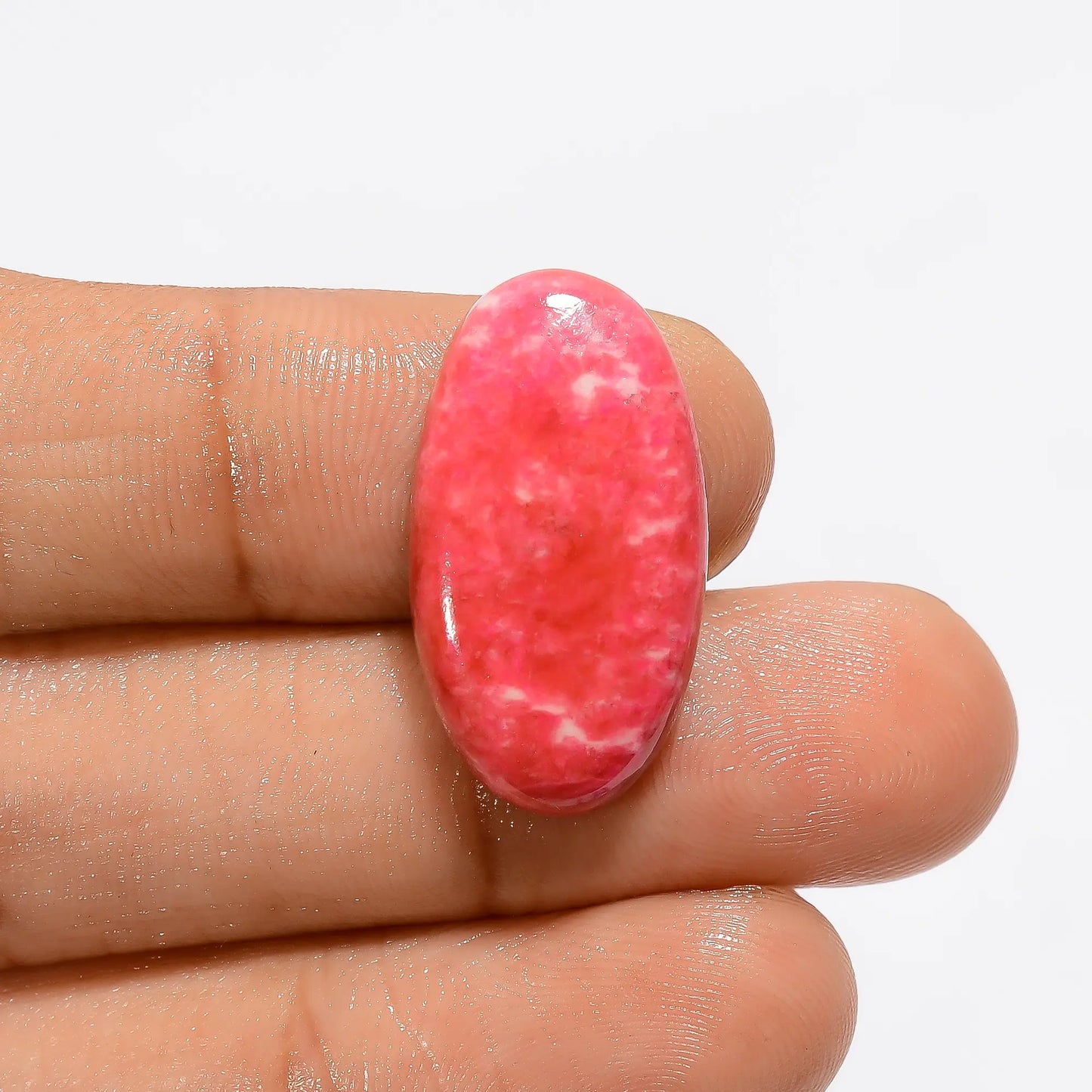 Dazzling Top Grade Quality 100% Natural Pink Thulite Oval Shape Cabochon Loose Gemstone For Making Jewelry 16.5 Ct. 23X12X4 mm V-3253