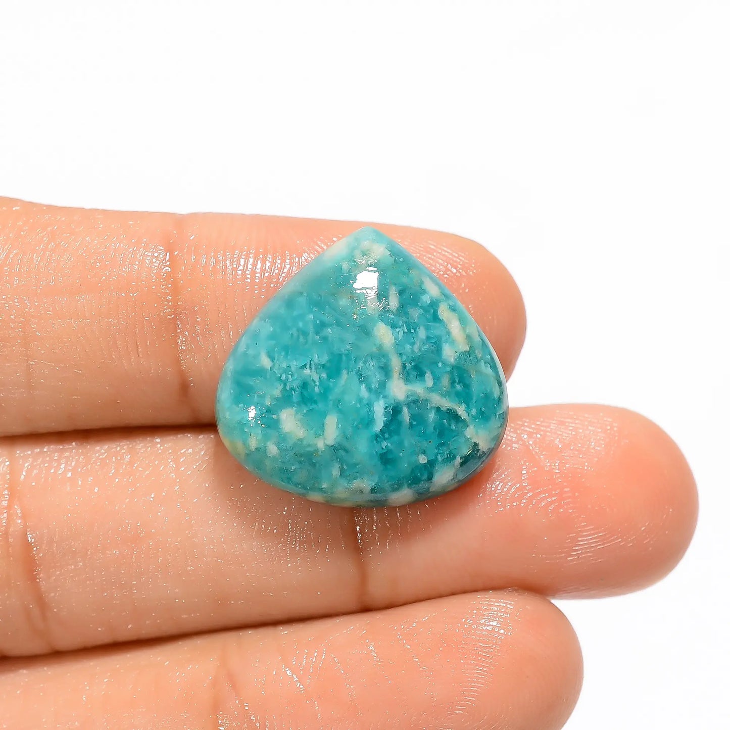 Fantastic Top Grade Quality 100% Natural Amazonite Heart Shape Cabochon Loose Gemstone For Making Jewelry 17 Ct. 19X19X5 mm V-3258