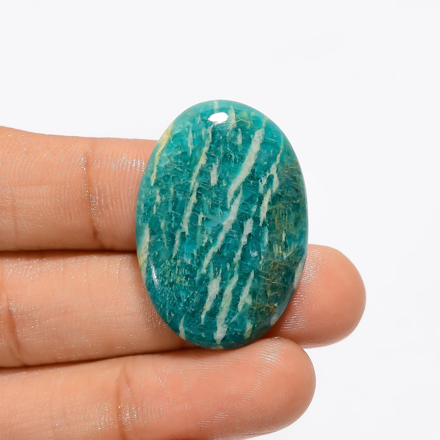 Immaculate Top Grade Quality 100% Natural Amazonite Oval Shape Cabochon Loose Gemstone For Making Jewelry 30 Ct. 32X22X4 mm V-3260