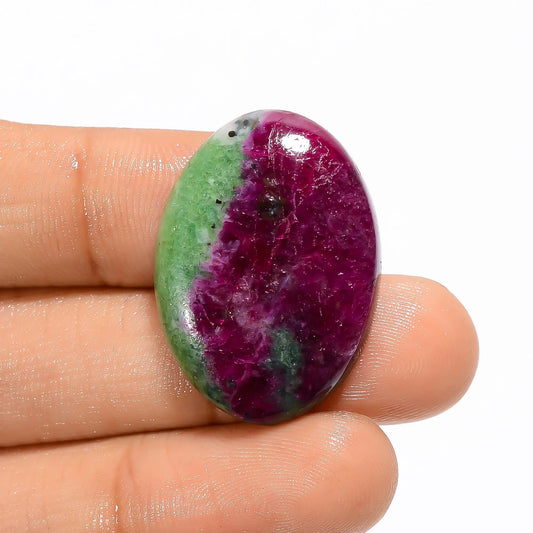 Fantastic Top Grade Quality 100% Natural Ruby Zoisite Oval Shape Cabochon Loose Gemstone For Making Jewelry 33.5 Ct. 28X20X4 mm V-3282