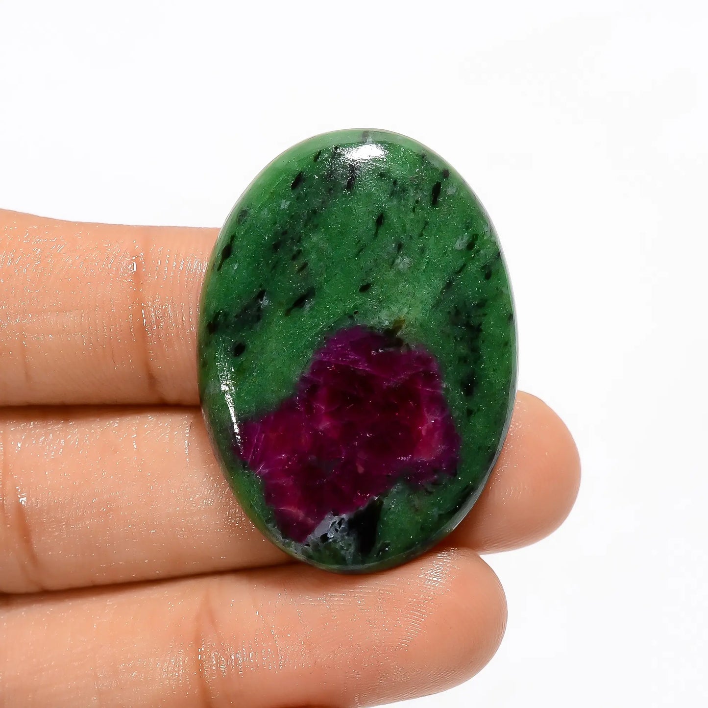 Incredible Top Grade Quality 100% Natural Ruby Zoisite Oval Shape Cabochon Loose Gemstone For Making Jewelry 58 Ct. 36X26X5 mm V-3285