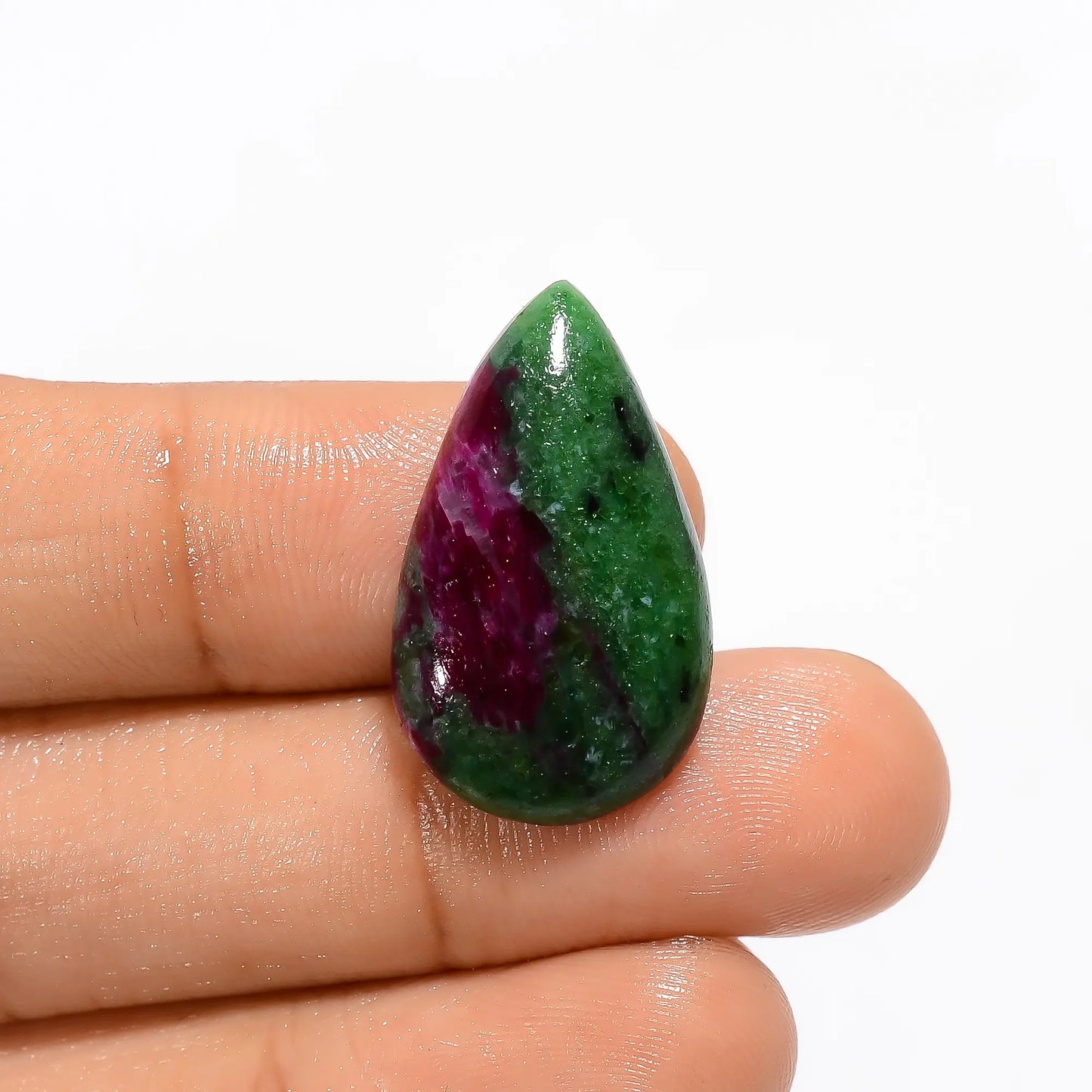 Supreme Top Grade Quality 100% Natural Ruby Zoisite Pear Shape Cabochon Loose Gemstone For Making Jewelry 19 Ct. 25X14X5 mm V-3292