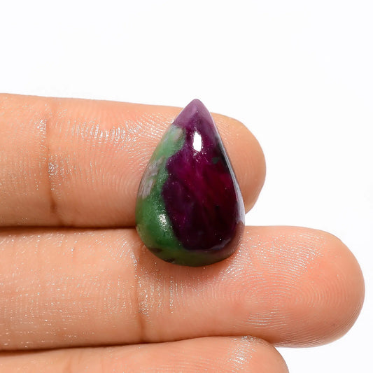 Unique Top Grade Quality 100% Natural Ruby Zoisite Pear Shape Cabochon Loose Gemstone For Making Jewelry 16 Ct. 18X12X6 mm V-3295