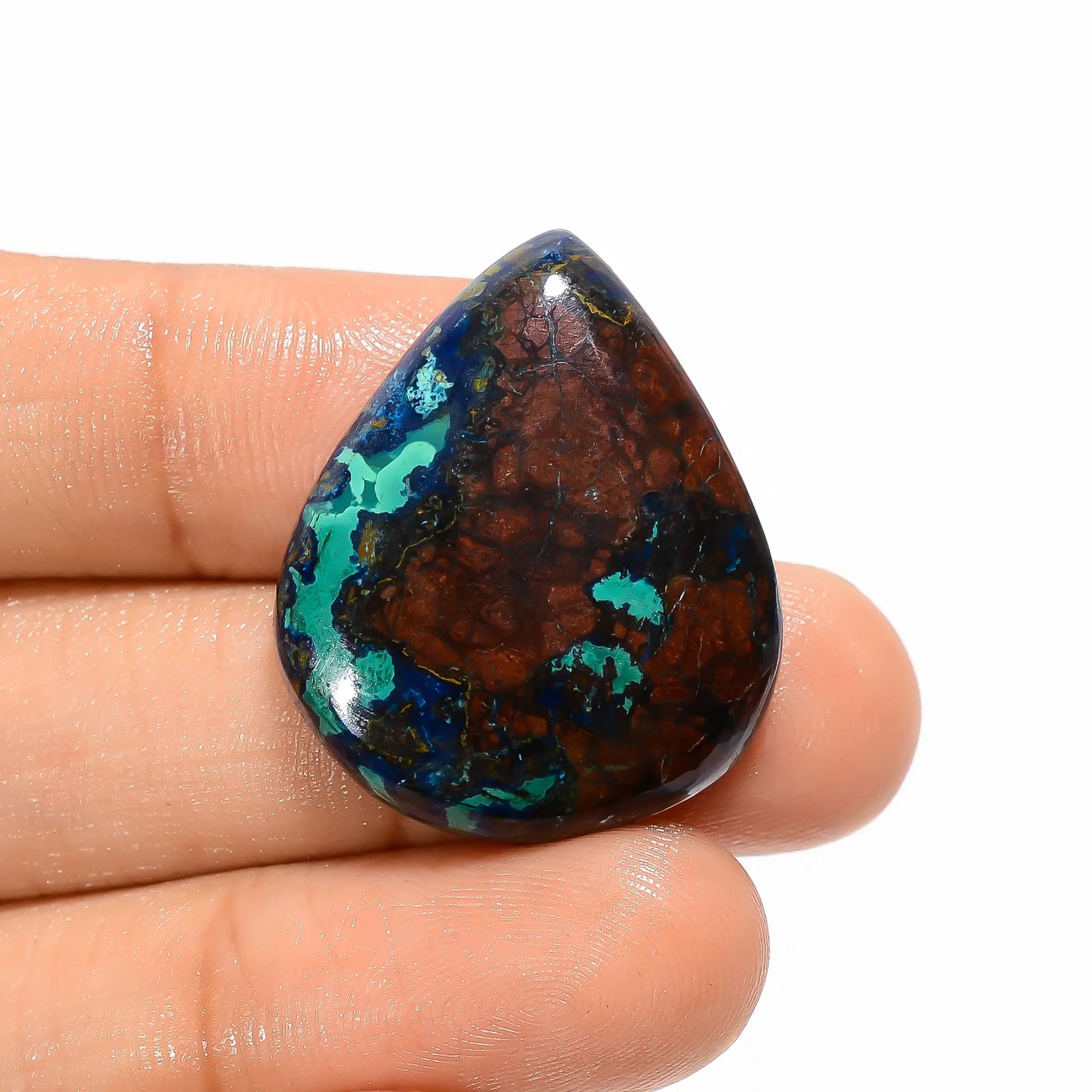 Exclusive Top Grade Quality 100% Natural Shattuckite Pear Shape Cabochon Loose Gemstone For Making Jewelry 36.5 Ct. 28X24X5 mm V-3306