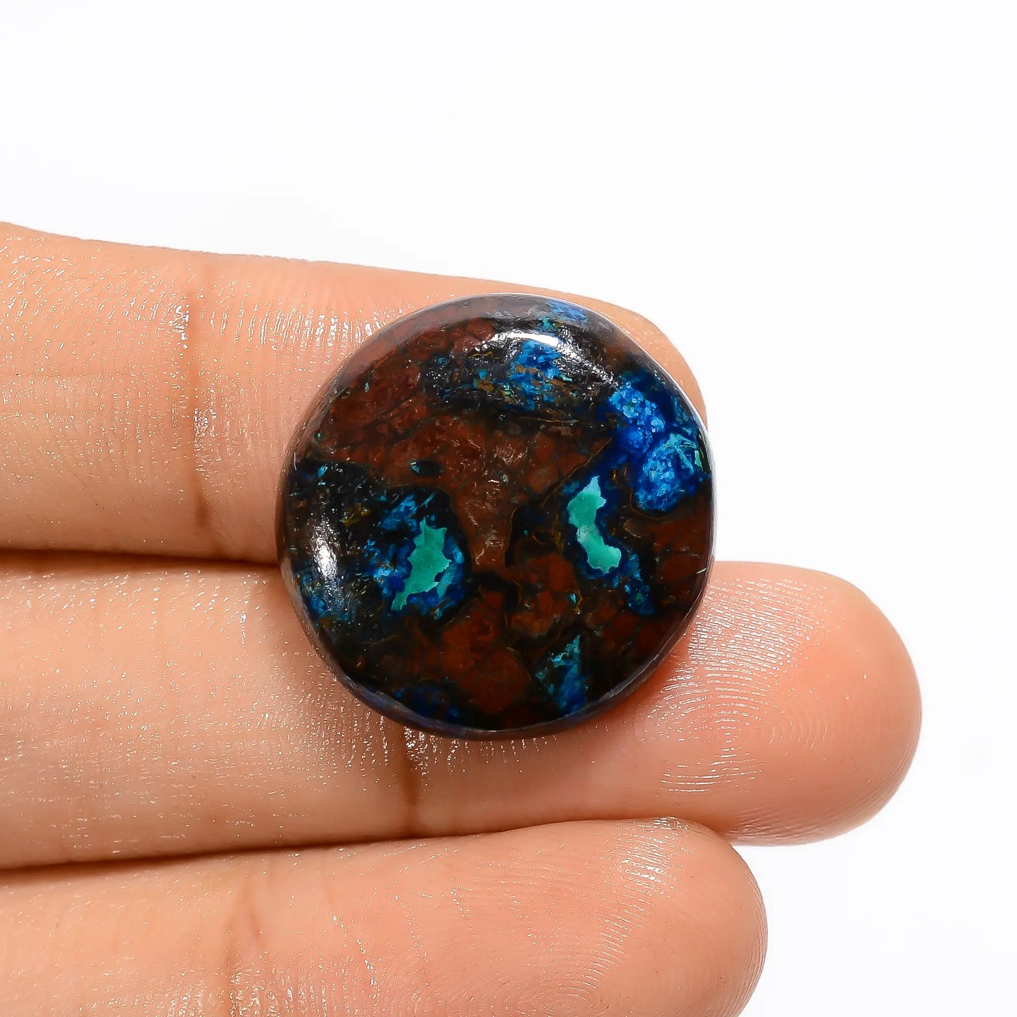 Marvellous Top Grade Quality 100% Natural Shattuckite Round Shape Cabochon Loose Gemstone For Making Jewelry 25.5 Ct. 21X21X5 mm V-3312