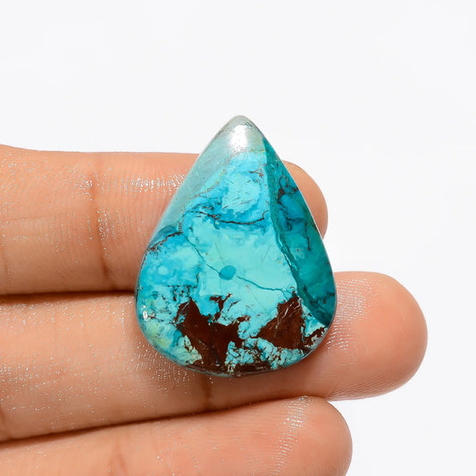 Tempting Top Grade Quality 100% Natural Shattuckite Pear Shape Cabochon Loose Gemstone For Making Jewelry 17.5 Ct. 27X21X4 mm V-3319