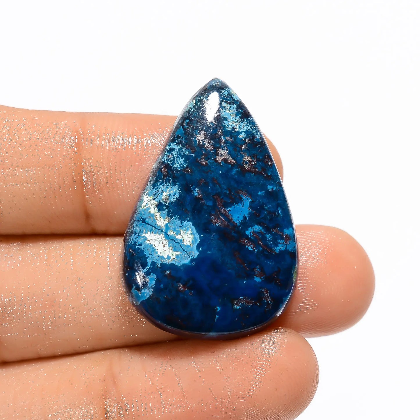 Terrific Top Grade Quality 100% Natural Shattuckite Pear Shape Cabochon Loose Gemstone For Making Jewelry 38 Ct. 31X21X6 mm V-3320