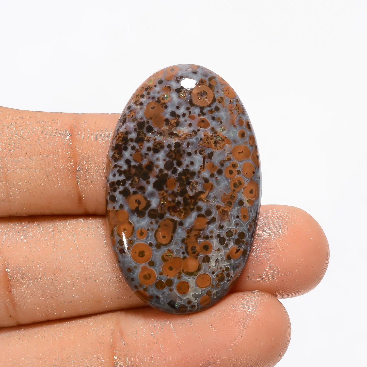 Elegant Top Grade Quality 100% Natural Asteroid Jasper Oval Shape Cabochon Loose Gemstone For Making Jewelry 26.5 Ct. 35X22X4 mm V-3359