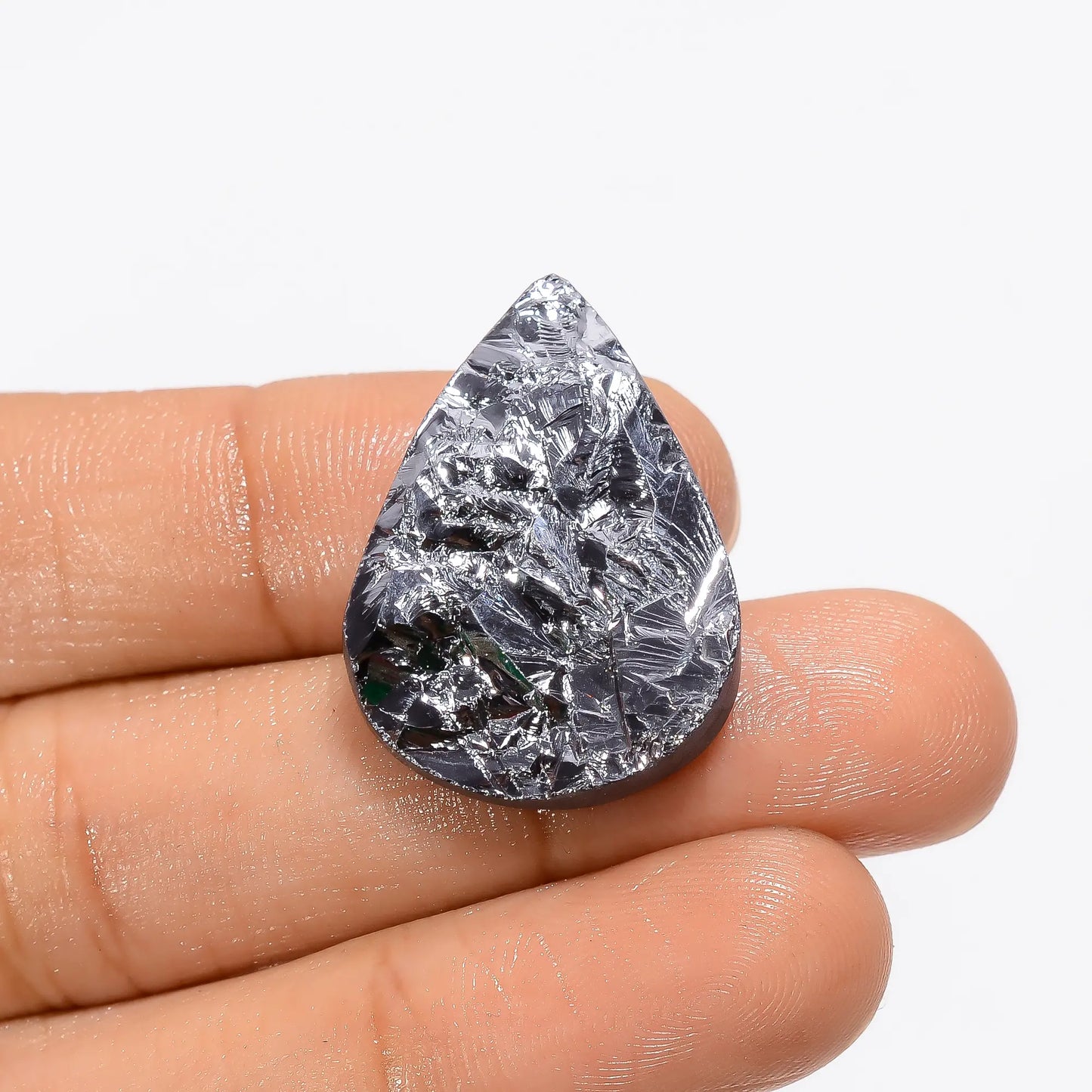 Beautiful Top Grade Quality 100% Natural Silicon Druzy Pear Shape Cabochon Loose Gemstone For Making Jewelry 16.5 Ct. 27X19X4 mm V-3401