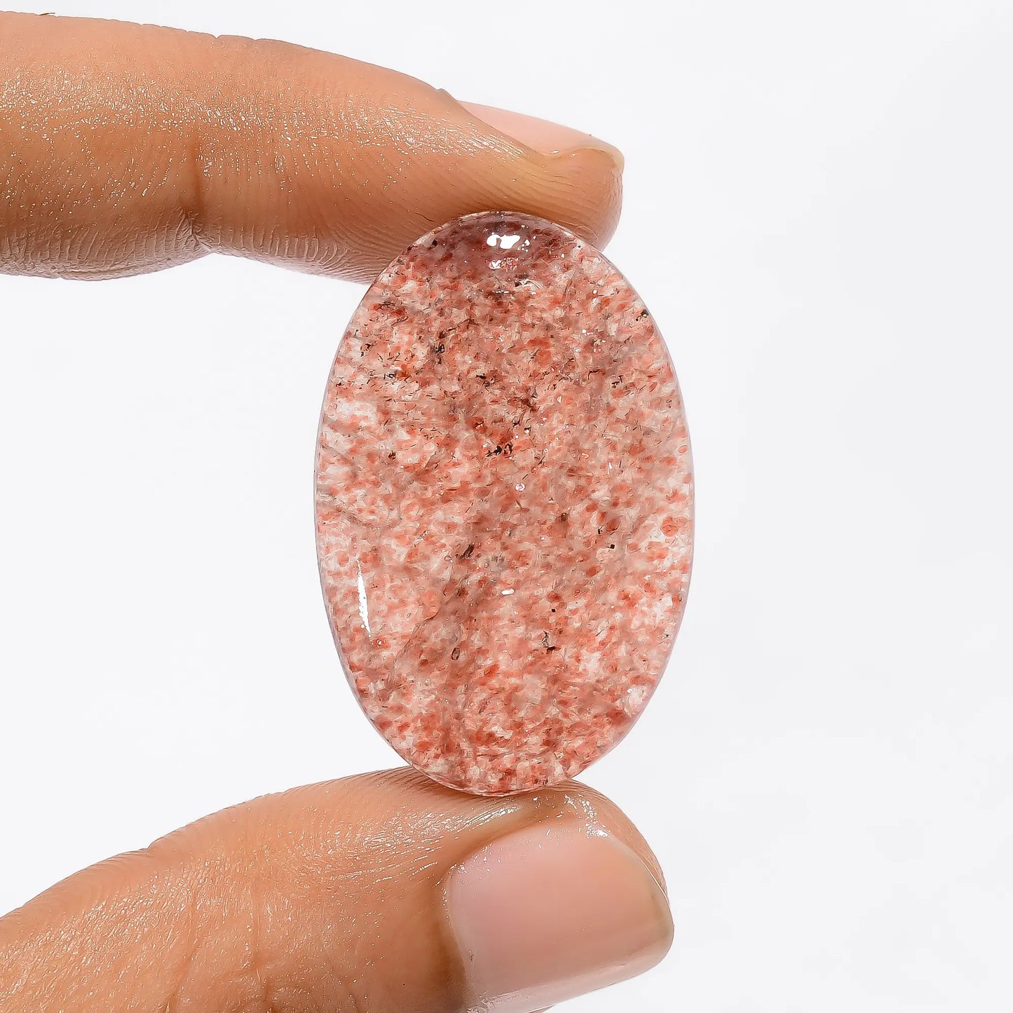 Fantastic Top Grade Quality 100% Natural Strawberry Quartz Oval Shape Cabochon Loose Gemstone For Making Jewelry 30.5 Ct. 33X21X4 mm V-3432