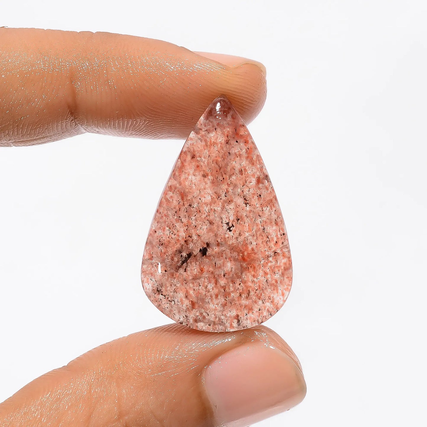 Terrific Top Grade Quality 100% Natural Strawberry Quartz Pear Shape Cabochon Loose Gemstone For Making Jewelry 21 Ct. 29X18X4 mm V-3444