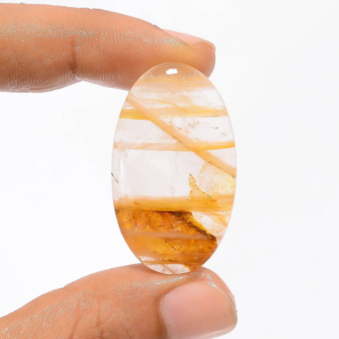 Wonderful Top Grade Quality 100% Natural Golden Healing Quartz Oval Shape Cabochon Loose Gemstone For Making Jewelry 33.5 Ct. 36X21X4 mm V-3446