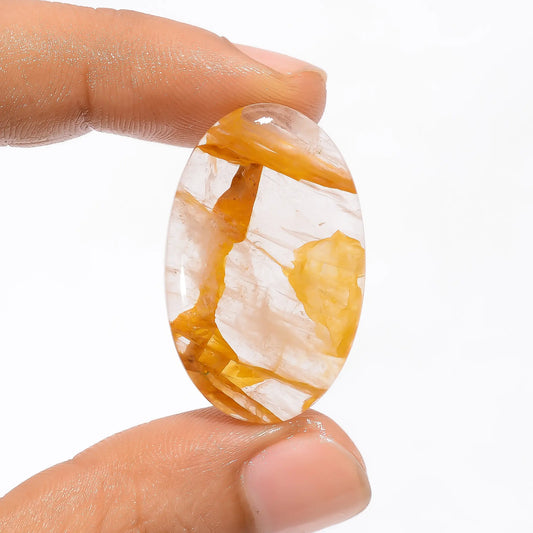 Outstanding Top Grade Quality 100% Natural Golden Healing Quartz Quartz Oval Shape Cabochon Loose Gemstone For Making Jewelry 26 Ct. 32X20X5 mm V-3464