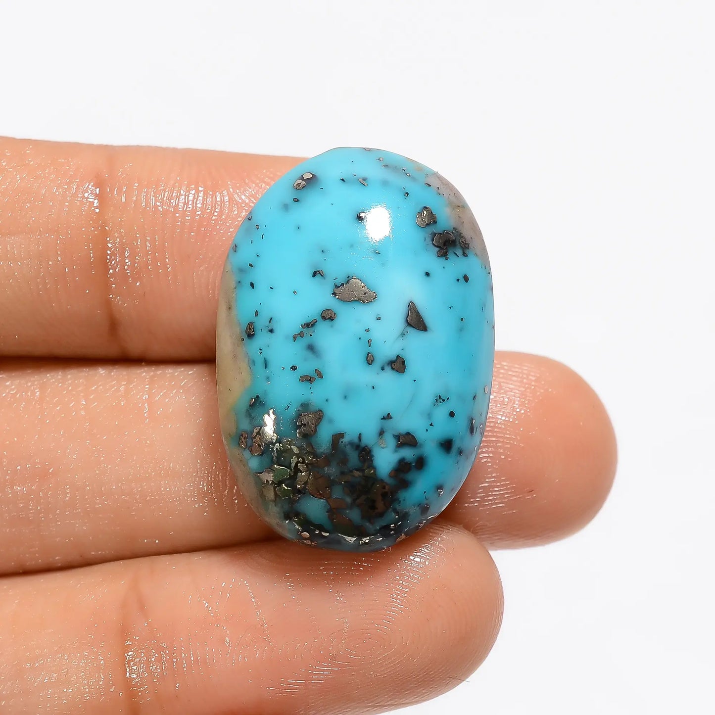 Terrific Top Grade Quality 100% Natural Irani Turquoise Oval Shape Cabochon Gemstone For Making Jewelry 35.5 Ct 27X18X10 mm V-3470