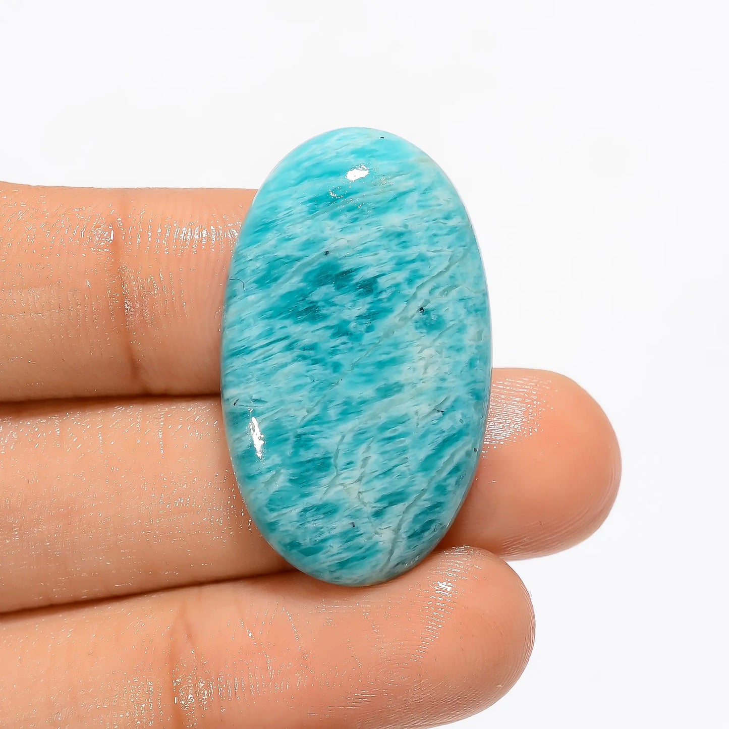 Fabulous Top Grade Quality 100% Natural Amazonite Oval Shape Cabochon Loose Gemstone For Making Jewelry 29 Ct. 32X19X5 mm V-3482