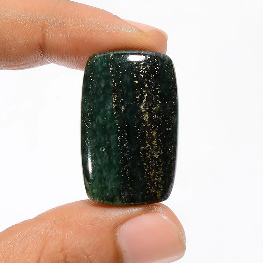 Elegant Top Grade Quality 100% Natural Green Aventurine with Pyrite Radiant Shape Cabochon Loose Gemstone For Making Jewelry 33.5 Ct. 30X19X5 mm V-3506