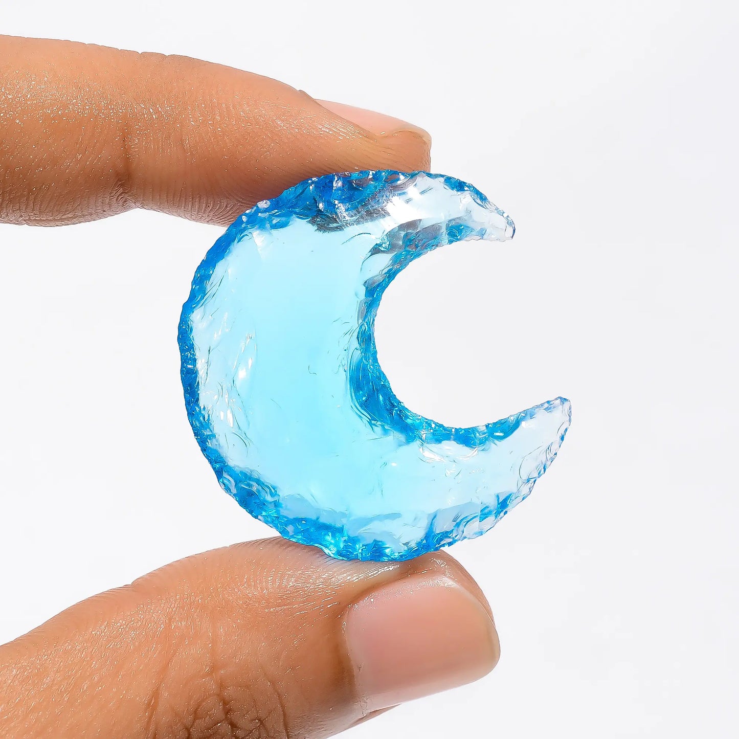 Elegant Top Grade Quality Opalite Crescent Moon Shape Cabochon Loose Gemstone For Making Jewelry 32 Ct 31X28X8 mm V-3531