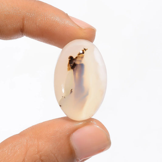 Excellent Top Grade Quality 100% Natural Dendrite Shajar Agate Oval Shape Cabochon Loose Gemstone For Making Jewelry 32 Ct 26X17X8 mm V-3555