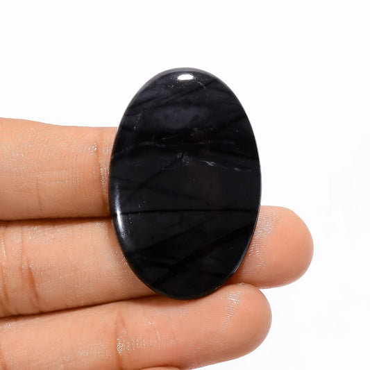 Terrific Top Grade Quality 100% Natural Spiderweb Obsidian Oval Shape Cabochon Loose Gemstone For Making Jewelry 34 Ct. 37X24X4 mm V-3570