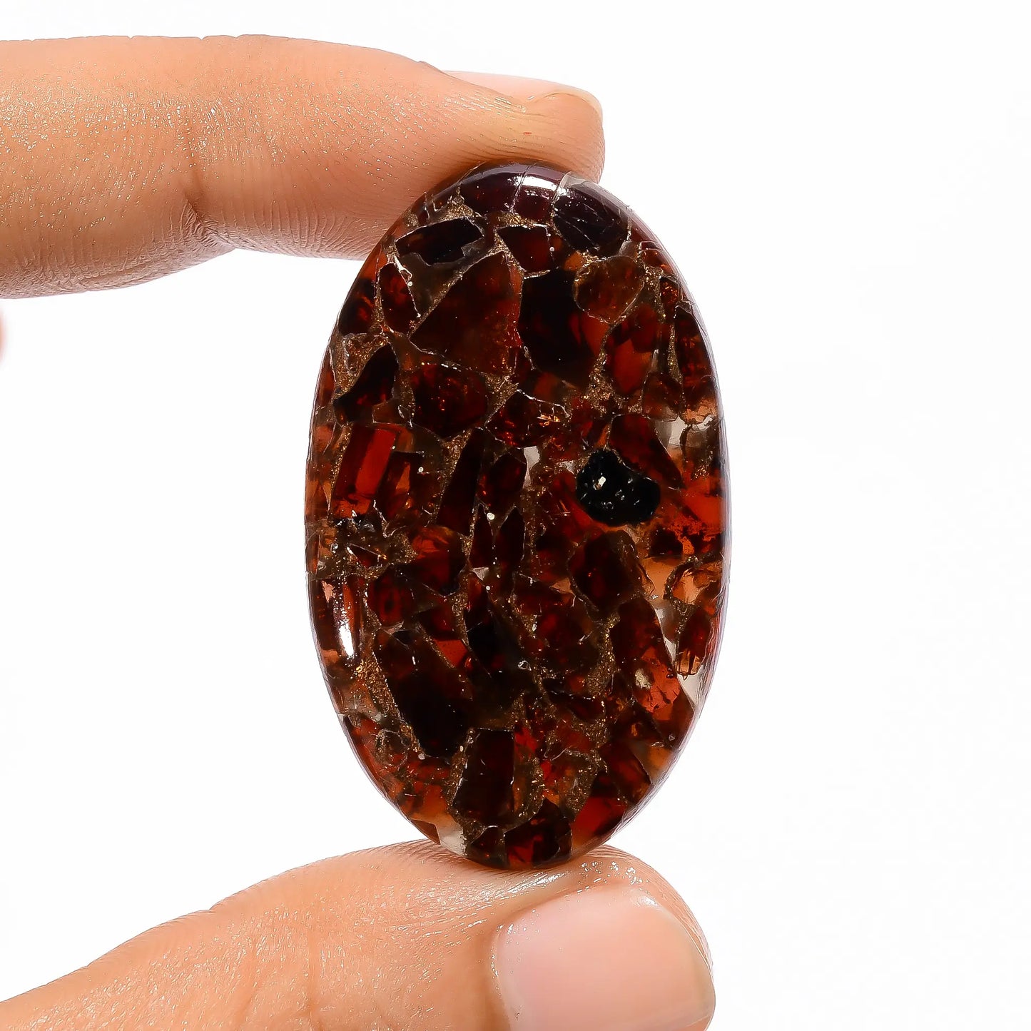 Excellent Top Grade Quality Spiny Copper Hessonite Garnet Oval Shape Cabochon Gemstone For Making Jewelry 54 Ct 42X25X5 mm V3581