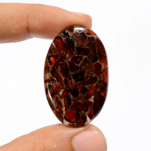 Exclusive A One Quality Spiny Copper Hessonite Garnet Oval Shape Cabochon Gemstone For Making Jewelry 45.5 Ct 39X24X5 mm V-3582