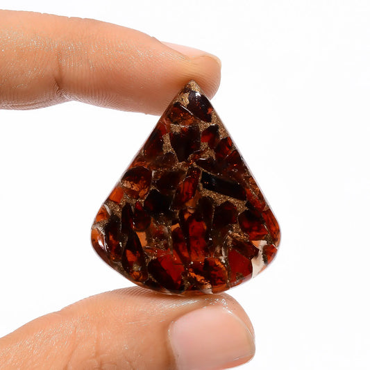 Fantastic Top Grade Quality Spiny Copper Hessonite Garnet Pear Shape Cabochon Gemstone For Making Jewelry 39 Ct 32X29X4 mm V3584